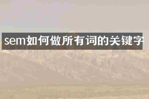 sem如何做所有词的关键字