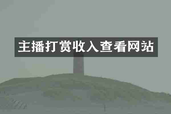 主播打赏收入查看网站