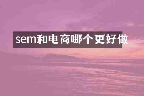 sem和电商哪个更好做