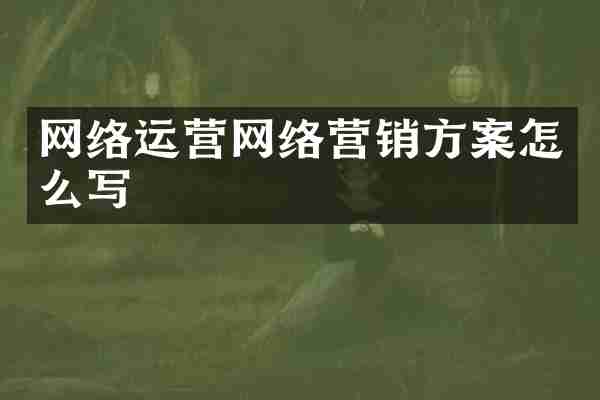 网络运营网络营销方案怎么写