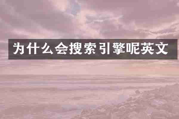 为什么会搜索引擎呢英文