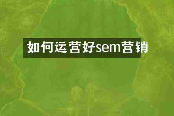 如何运营好sem营销