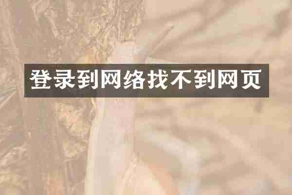 登录到网络找不到网页