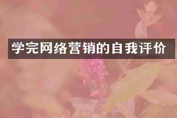 学完网络营销的自我评价