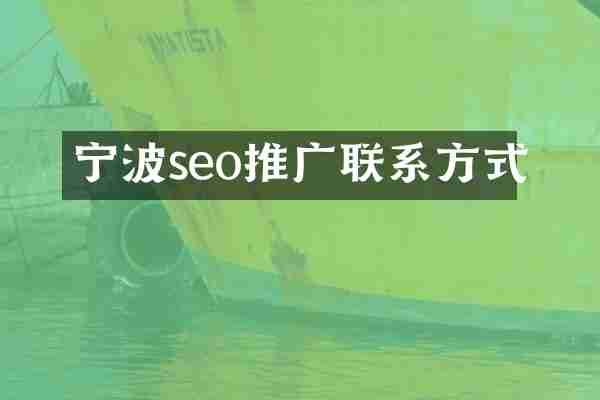 宁波seo推广联系方式