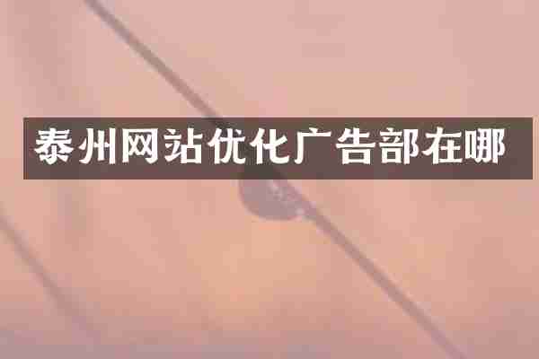 泰州网站优化广告部在哪