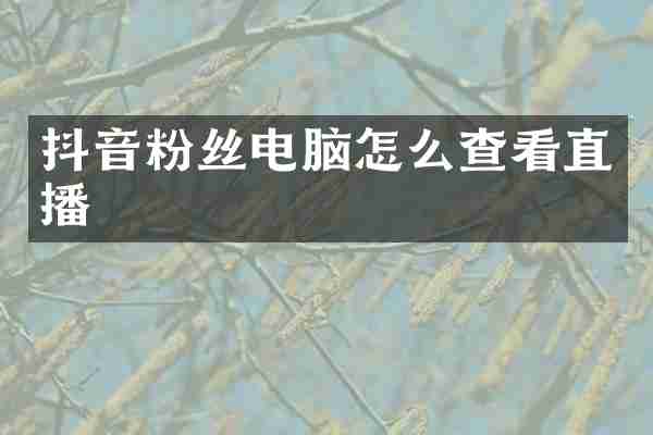 抖音粉丝电脑怎么查看直播