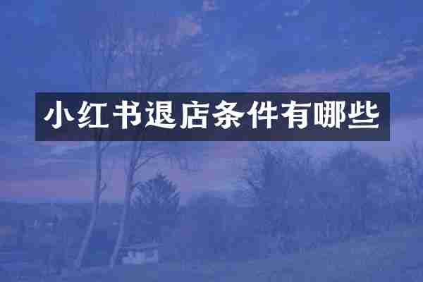 小红书退店条件有哪些