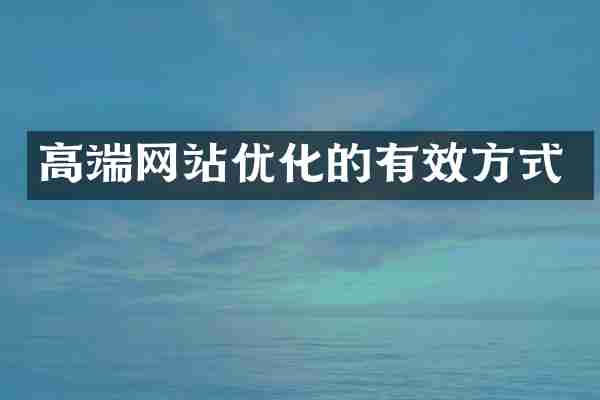 高端网站优化的有效方式