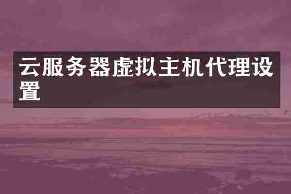 云服务器虚拟主机代理设置