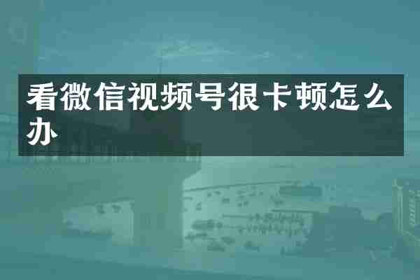 看微信视频号很卡顿怎么办