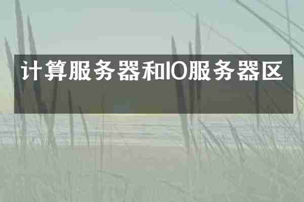 计算服务器和IO服务器区别