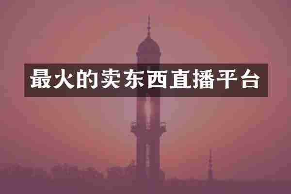 最火的卖东西直播平台