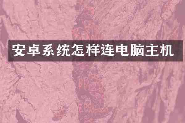 安卓系统怎样连电脑主机