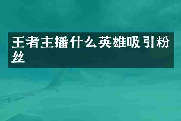 王者主播什么英雄吸引粉丝