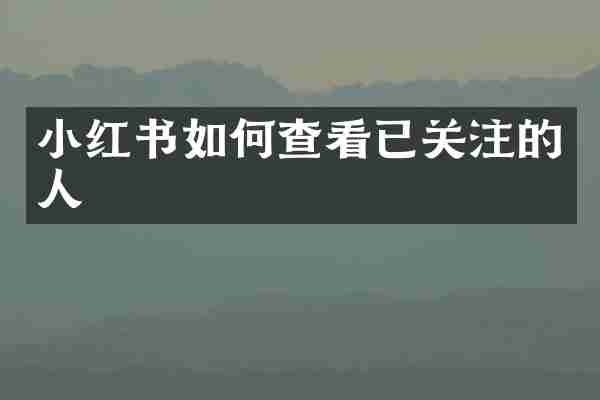 小红书如何查看已关注的人