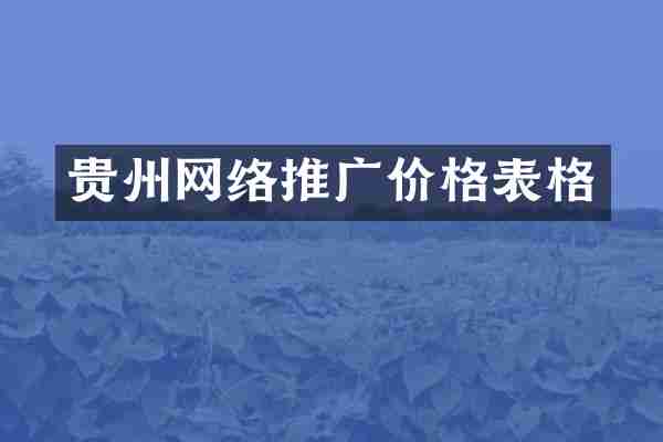 贵州网络推广价格表格