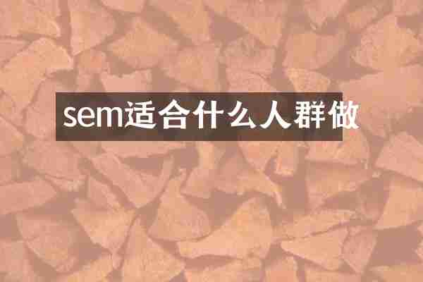 sem适合什么人群做