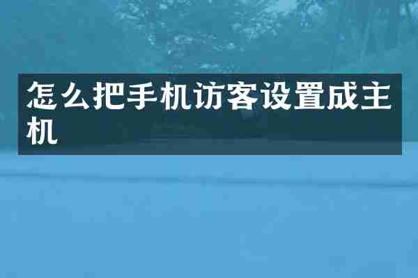 怎么把手机访客设置成主机