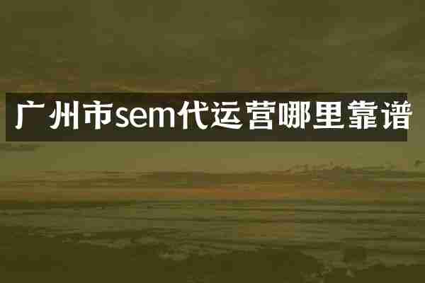 广州市sem代运营哪里靠谱