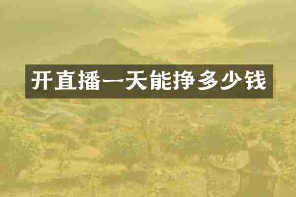 开直播一天能挣多少钱