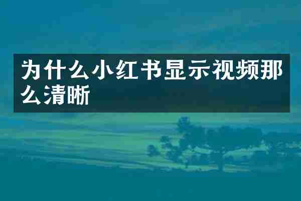 为什么小红书显示视频那么清晰
