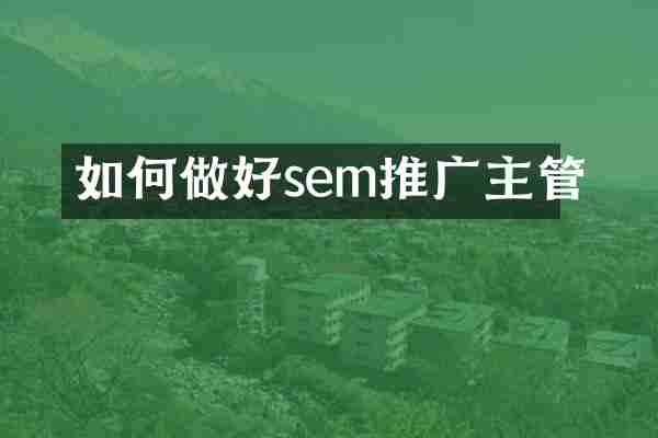 如何做好sem推广主管