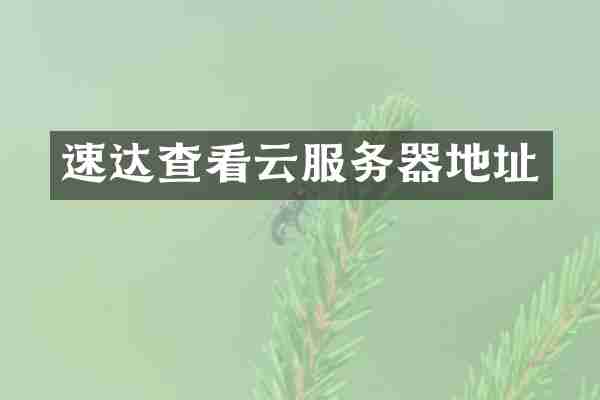 速达查看云服务器地址