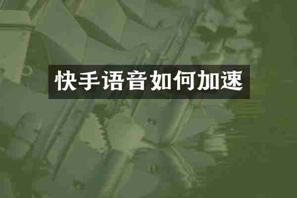 快手语音如何加速