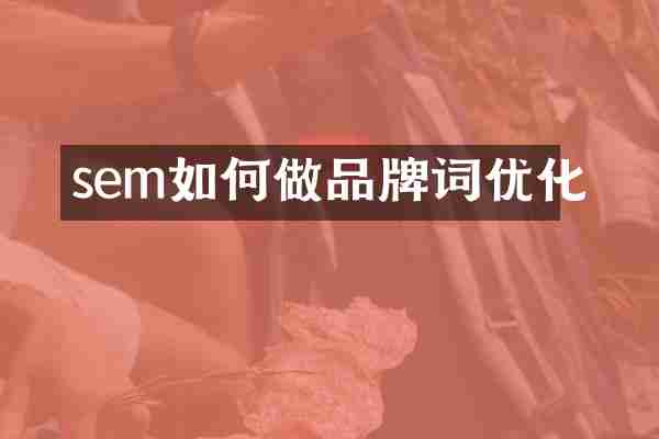 sem如何做品牌词优化