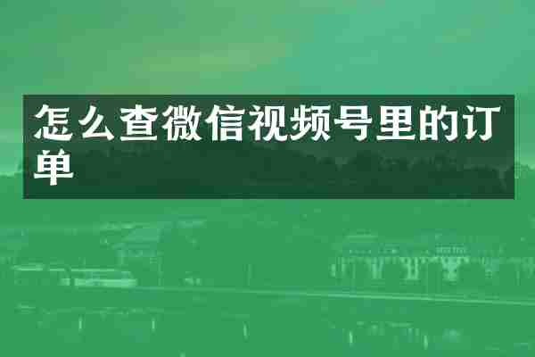 怎么查微信视频号里的订单