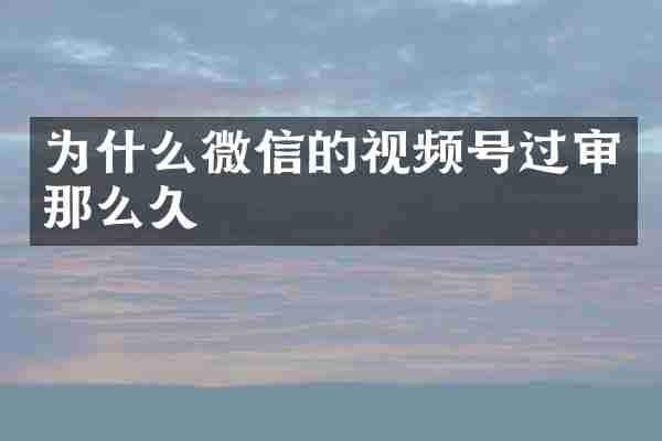 为什么微信的视频号过审那么久