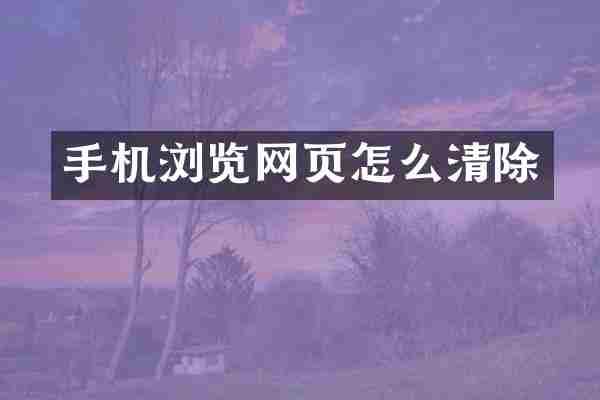 手机浏览网页怎么清除