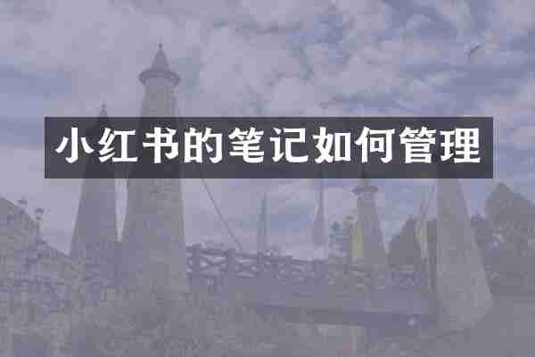 小红书的笔记如何管理