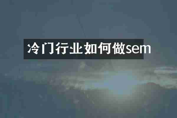冷门行业如何做sem