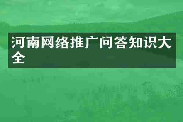 河南网络推广问答知识大全