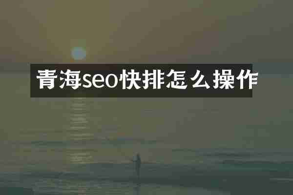 青海seo快排怎么操作