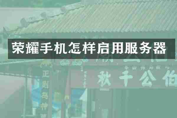 荣耀手机怎样启用服务器