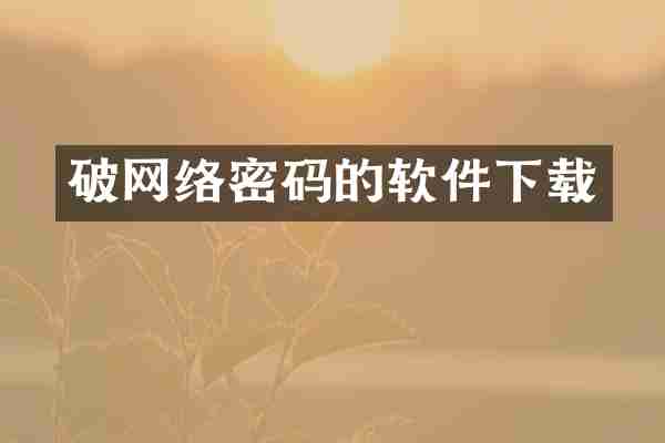 破网络密码的软件下载
