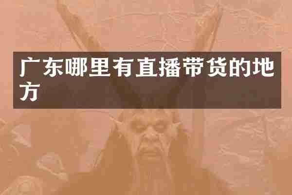 广东哪里有直播带货的地方