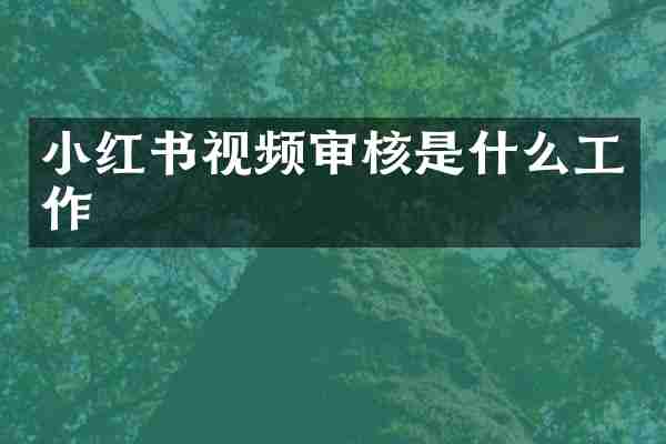 小红书视频审核是什么工作