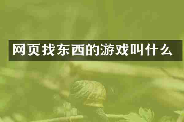 网页找东西的游戏叫什么