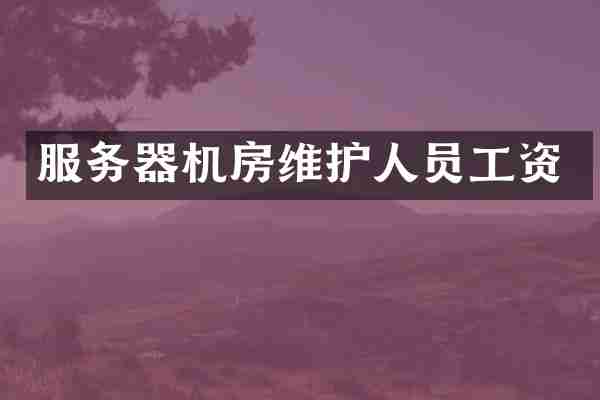 服务器机房维护人员工资