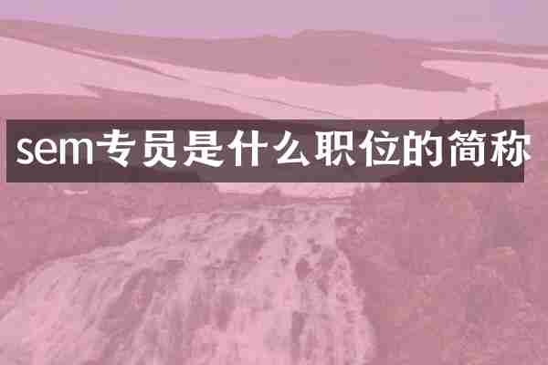 sem专员是什么职位的简称