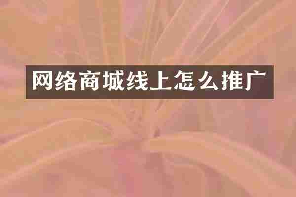 网络商城线上怎么推广