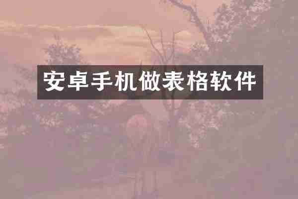 安卓手机做表格软件