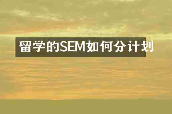 留学的SEM如何分计划