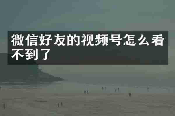 微信好友的视频号怎么看不到了