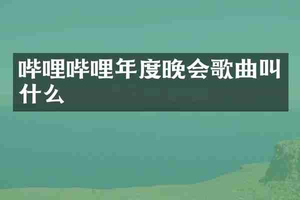 哔哩哔哩年度晚会歌曲叫什么