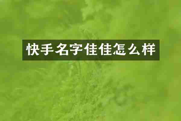 快手名字佳佳怎么样